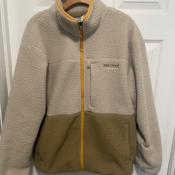 Marmot Mens Fleece Aros Jacket Size: M Color: Tan - Picture 2 of 5